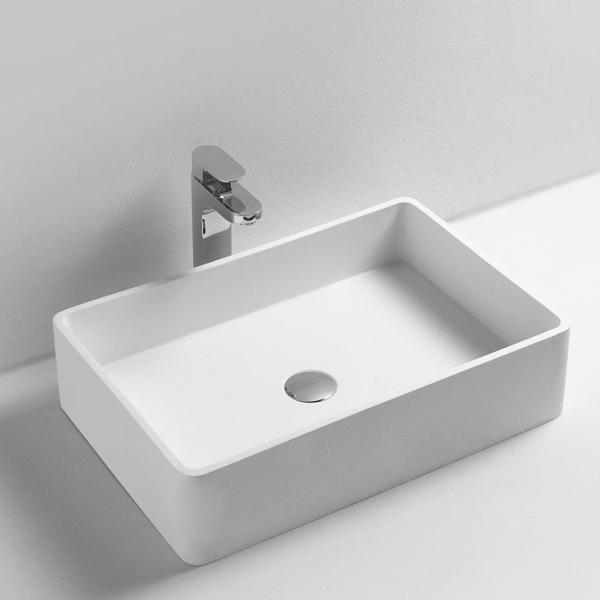 China Rectangle Counter Top Basin / Stone Resin Wash Basin Solid Surface wholesale