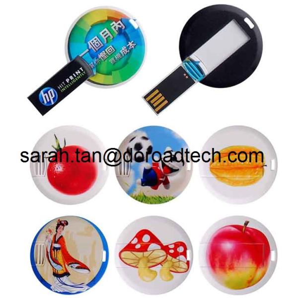 Customized Colorful Printing High Quality Plastic Round Mini Card USB Memory Sticks