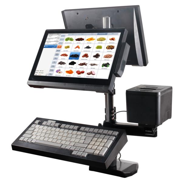80mm Thermal Printer All-in-One Payment Terminal with 14.1 inch Dual Screen All in One