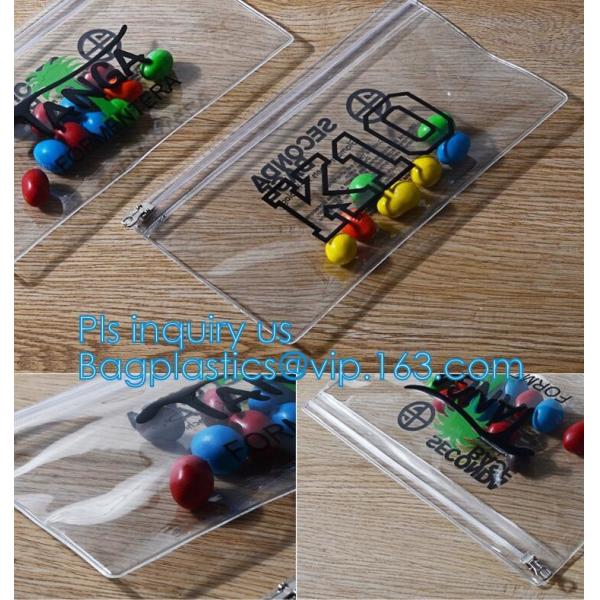Pencil Zipper Packing Bag Clear PVC Pencil Packing Bag Slider, PVC Slider Zipper Bag For Make Up For Holographic Laser