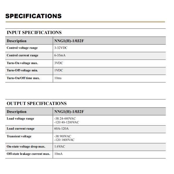 DC-AC and AC-AC NNC Solid State Relay NNG1(H) with 10-120A Load Current for Industrial Applications