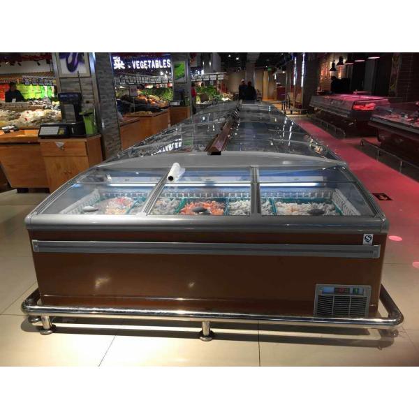 1000L Commercial Curved Glass Top Island Display Freezer For Supermarket