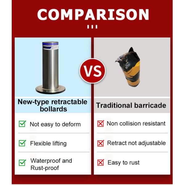 Automatic Bollards for Vehicle Control , Crash-Rated Hydraulic Retractable Barrier with Anti-Corrosion Coating