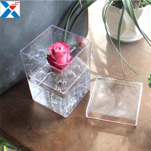 Flower Packing Clear Acrylic Box Display Cases Organizer Rose Gift Box With Cover