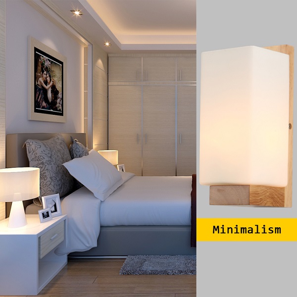 Decorative OAK wood wall lamp E27 socket residential lighting with handblown glass shade