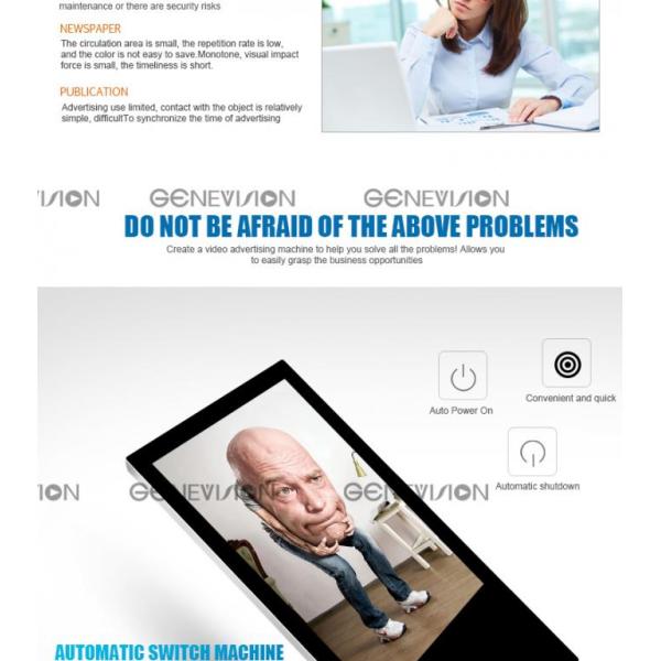 18.5 elevator vertical digital signage / LCD advertising player slim monitor 1080p