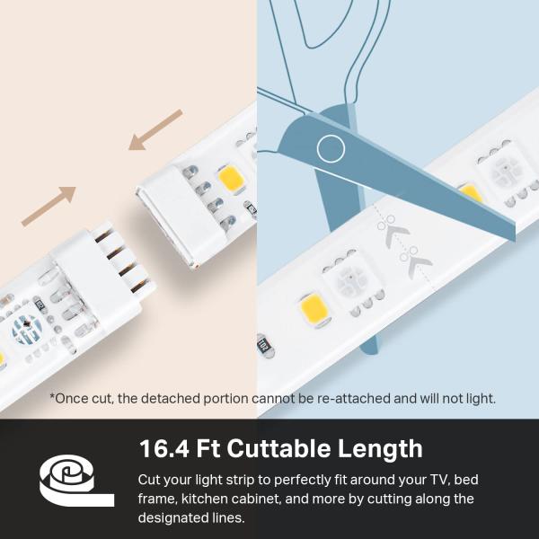 Smart 10M LED Strip Lights Waterproof Flexible LED Strip 24V With Remote Color Changing
