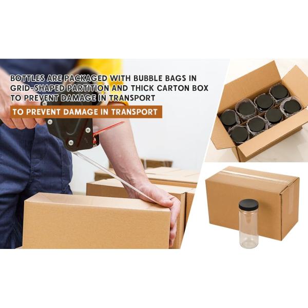 Glass Juicing Bottles with 2 Straws & 2 Lids w Hole- 16 OZ Travel Drinking Jars, Water Cups with Black Airtight Lids