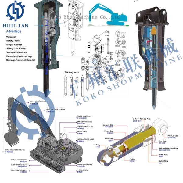 Teisaku TR210 TR260 TR300 Cylinder Oil Sealing TR400 TR200 TR210 TR316B Hydraulic Breaker Seal Kit For Hammer Parts