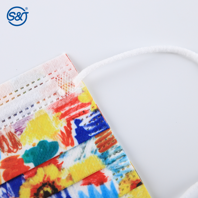 S&J Daily use custom printed face mask 3 ply Non woven adult kids disposable facemask masks with custom logo
