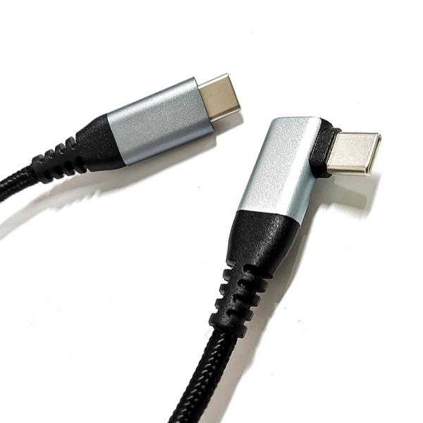 Wholesale Nylon Braided USB-C Type-C to 90° Right Angle Type-C PD 60 W Fast Charging Charger Cable for Phone 15 16 Series