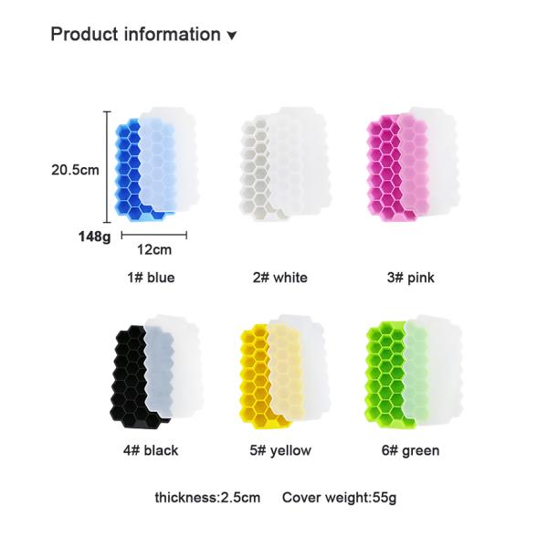 PVC Free Soft Rubber Ice Cube Tray With Lid Honeycomb Shape OEM
