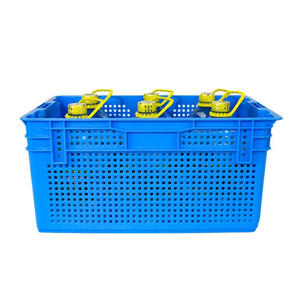 PP 640x415x305mm Fresh Nestable Stacking Vegetable Turnover Mesh Crate for Fresh Fruit