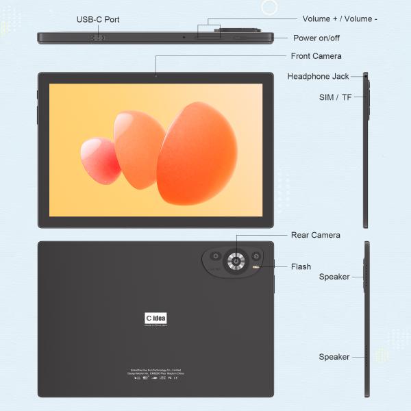 C Idea 10.1 Inch Wifi Tablet With Sim Support Keyboard Educational Android Tablet Pc M8200 Plus Black