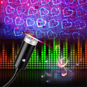 USB Star Night Light,9 Functional Modes 24 Lighting Effects,Sound Activated Strobe Atmosphere Decorations (Blue&Red)