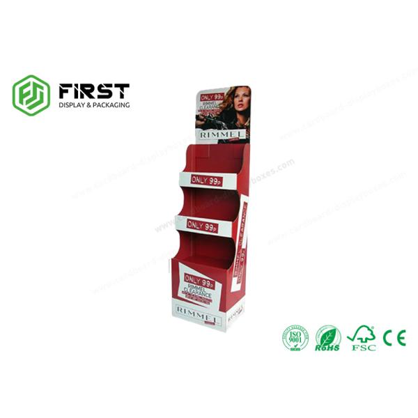 Custom Foldable 3 Shelves Cardboard Floor Displays Shelf With Good Quality Printing