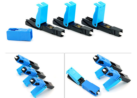 SC Field Assembly Optical Connector Single Mode Pre Polished Blue Color