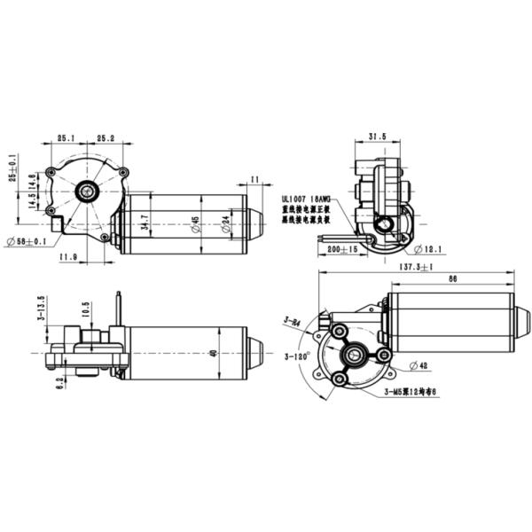 24V DC Worm Gear Motor High Torque Reduction Gear Box With Encoder