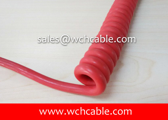UL20378 TPU Curly Cable 28AWG 13C OD6.5mm VW-1 Red L=320mm TPE Insulated 105C 30V