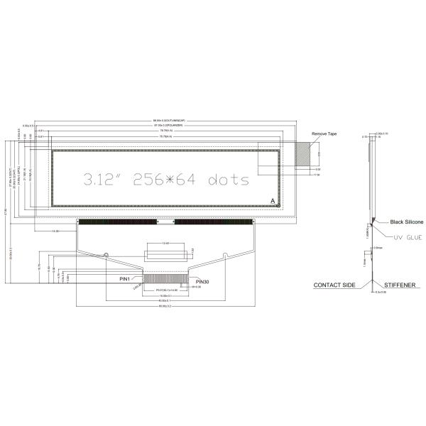 3.12 Inch 256x64 Graphic OLED Display Module With SSD1322 Driver IC - Yellow, White, Or Blue Font Options