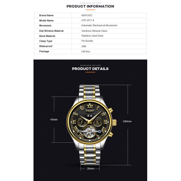 Black Dial Tourbillon Mechanical Watch Stainless Steel Skeleton Watch