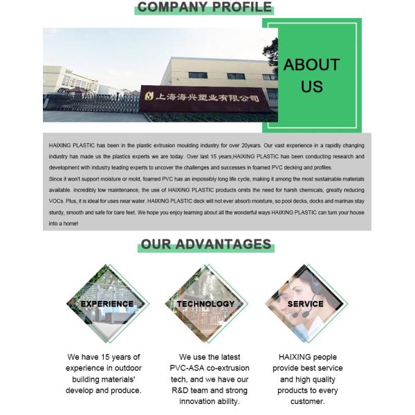 Haixing PVC Foam Wood Texture Emboss Plastic Window Door Frame Ideal for Scenic Spots