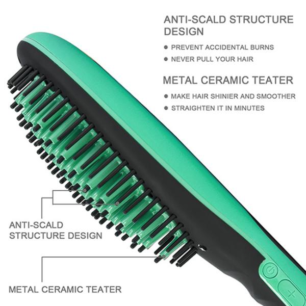 Ceramic Heated Straightening Brush , 30s Fast Heat Up Electric Straightener Comb