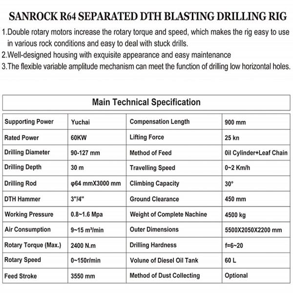 Hydraulic DTH Drilling Machine Borehole Depth 30m Crawler Drilling Rig