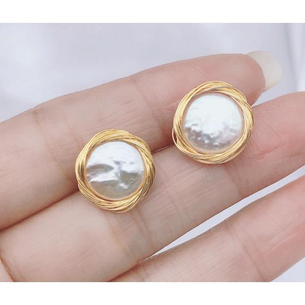 Natural Pearl Necklaces Charmming Korean Fashion Pearl Earrings For Women Hoop Round Earring Jewelry