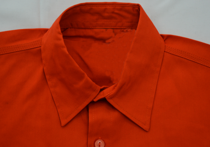 Men's 100%Cotton Twill Orange Work Shirt Long Sleeve Back Across Reflective Tape Chest Pockets