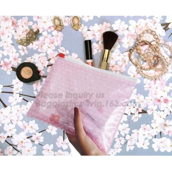 Cosmetic Pink Slider Padded Bag/Silver Zip lockkk Bag With Bubble,Padded Envelopes Cheap Aluminium Foil Zip lockkk Holographic