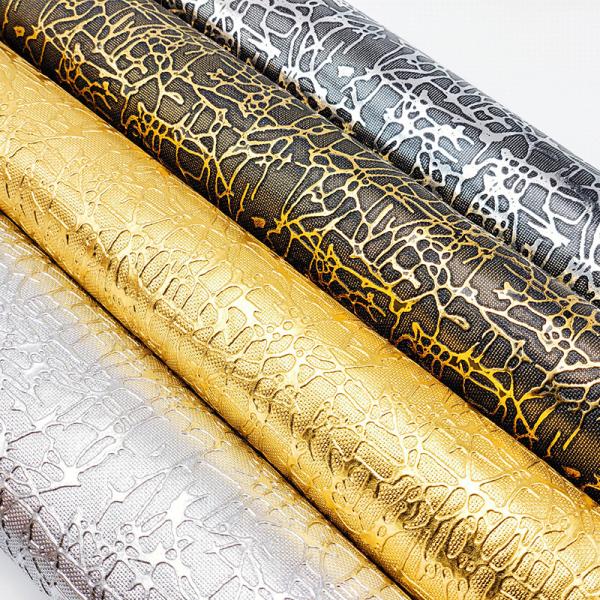 Box Packaging Leather Golden Series Embossed PVC Leather Non Woven