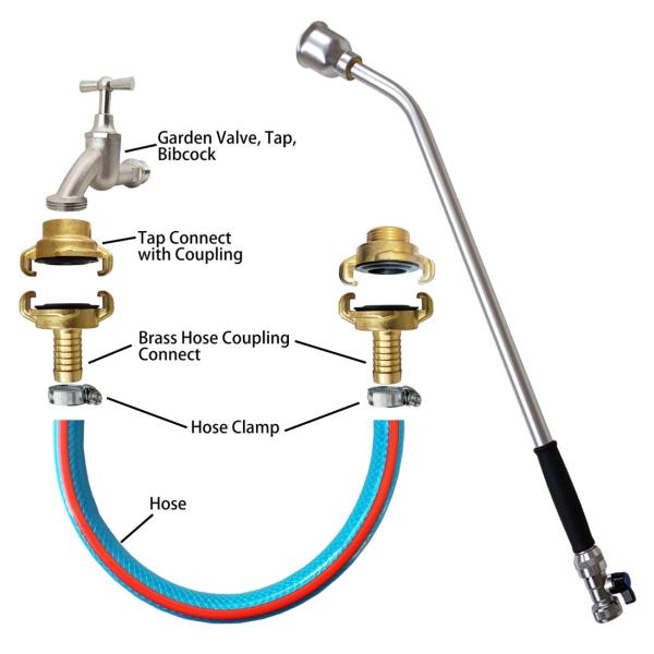 Metal Softrain Water Lance Hose Wand W/ Brass Ball Valve