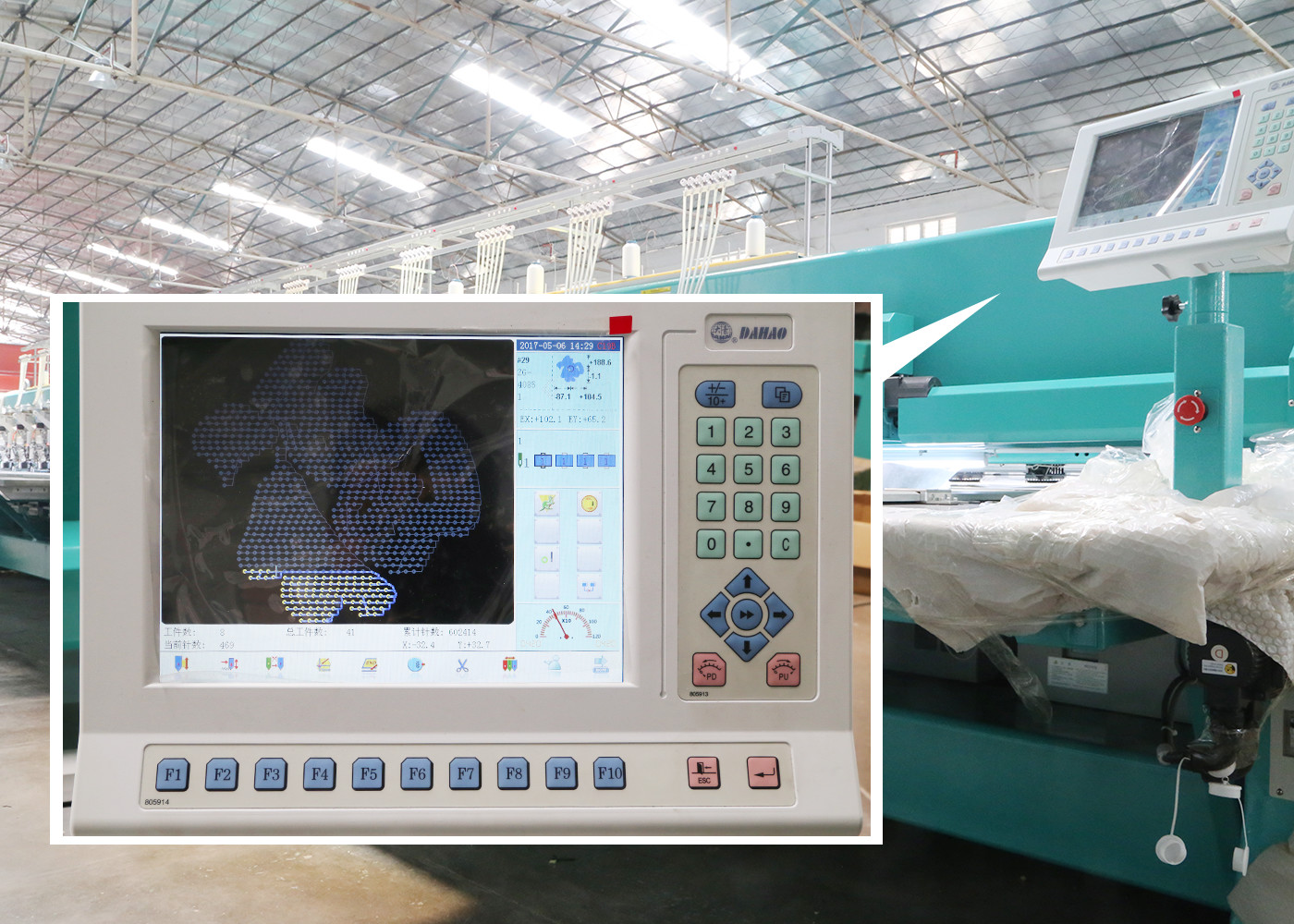 Stable Industrial Computerized Embroidery Machine Automatic Parking Alarm