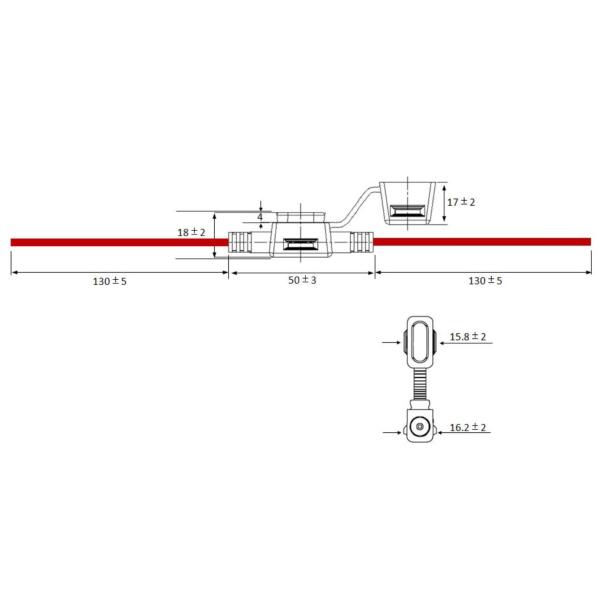 0FHM0001XP OFHMO001XPGLO OFHM0001ZXJ-RED Mini FHM Series 32V In-line Waterproof Blade Fuse Holder
