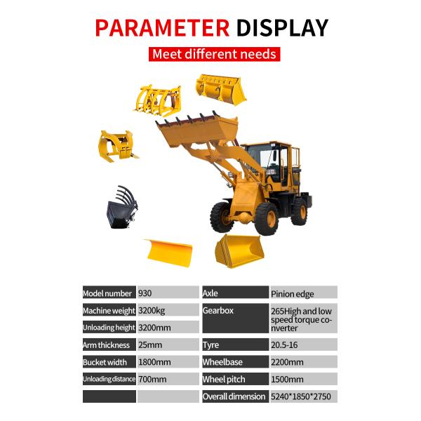 0.7 Ton Small Articulating Front End Loader , Compact Wheel Loader Excavator