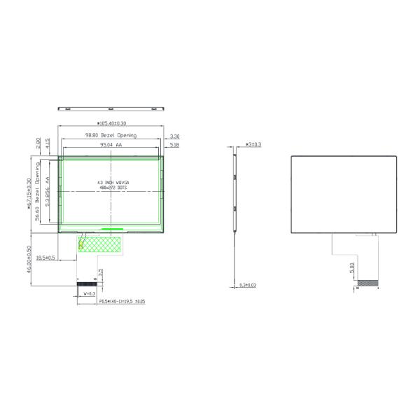 High Brightness 4.3 Inch IPS TFT Display 480x272 RGB Interface