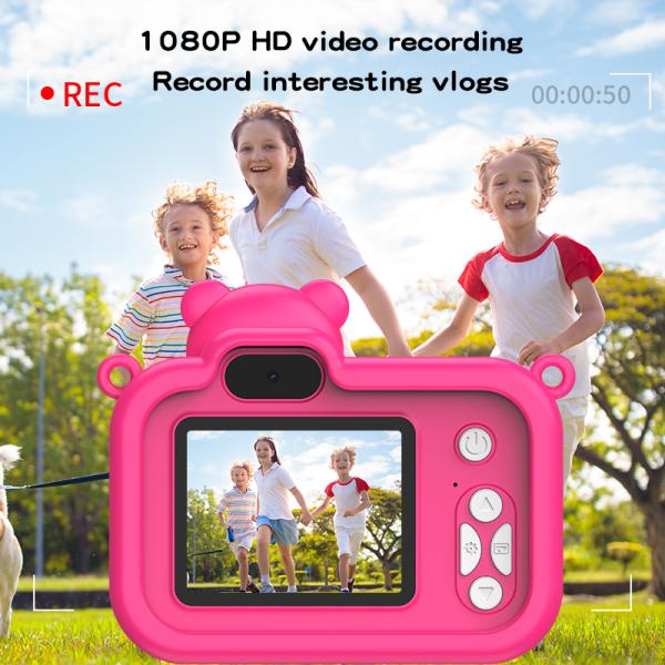 Childrens Waterproof Digital Toy Camera Cartoon Silicone Dual Lens For Preschoolers
