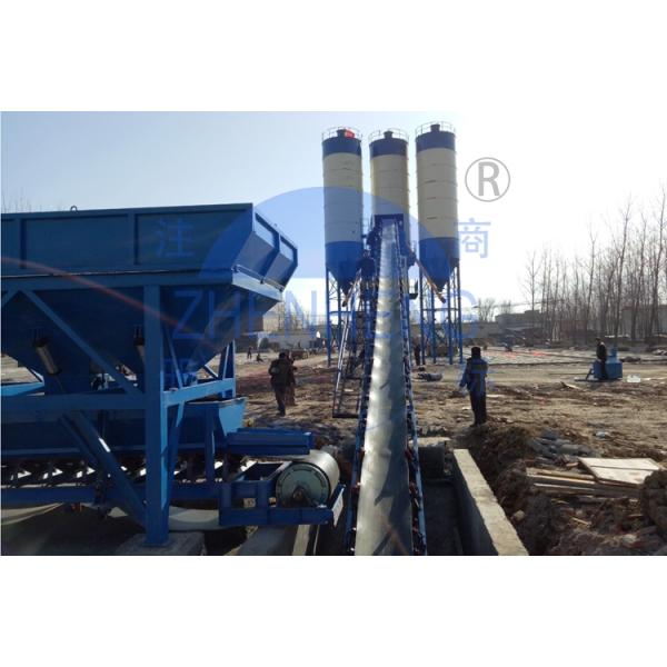 Conveying Belt Type HZS60 Concrete Batching Plant With Automatic PLC Control System