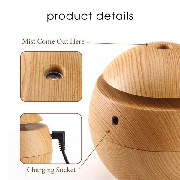 Wood Grain USB Air Humidifier Aroma Diffuser LED Night Light Electric Essential Oil Diffuser