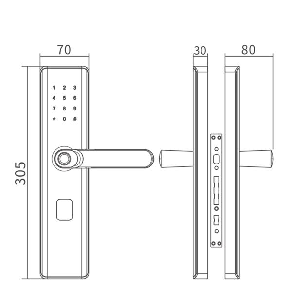 Euro Intelligent Door Lock Tuya Biometric Fingerprint Lock Black