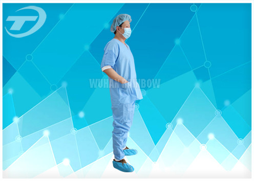 Non Woven Disposable scrub suit / Patient Gowns blue for hospital use 120*140cm