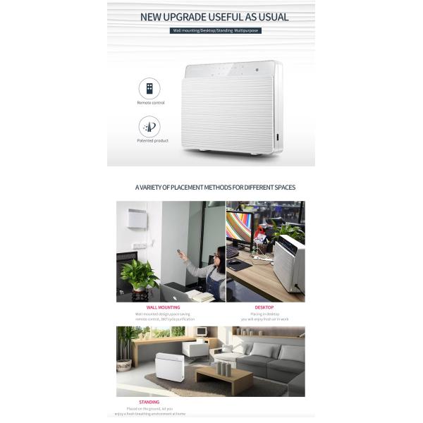 OEM Wall Mounted Air Purifier 400m3/h Silver Ion Plasma Sterilization