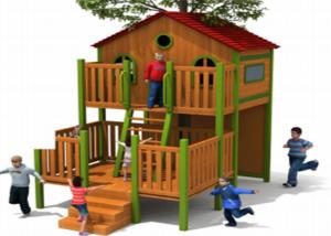 China Small Wooden Playground Set Little Wooden Playhouse With Slide Toddler wholesale
