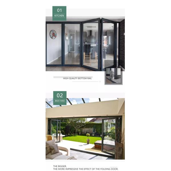 EPDM Waterproof Exterior Aluminum Folding Door Glass Bifold Patio Sliding