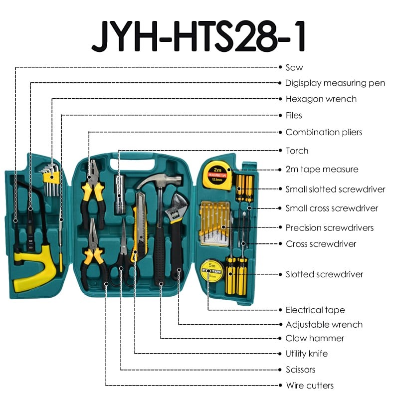 JYH-HTS09-8 Decoration Household Tool Sets With Claw Hammer