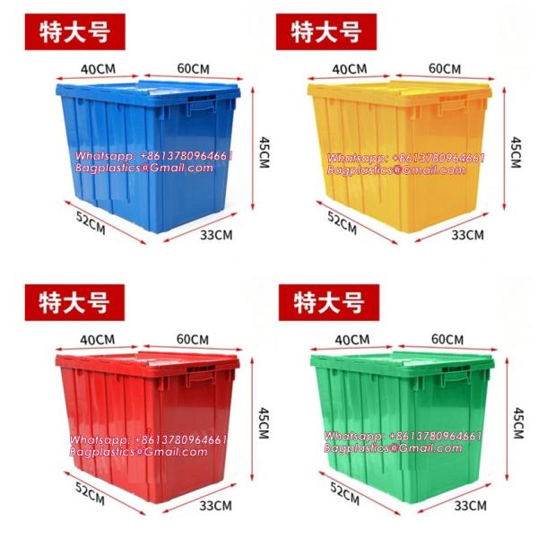 Cargo Transport Plastic Box, Collapsible 35 Liter Heavy Duty Storage Bin / Foldable & Stackable Utility Crate With Attached lockable Lid