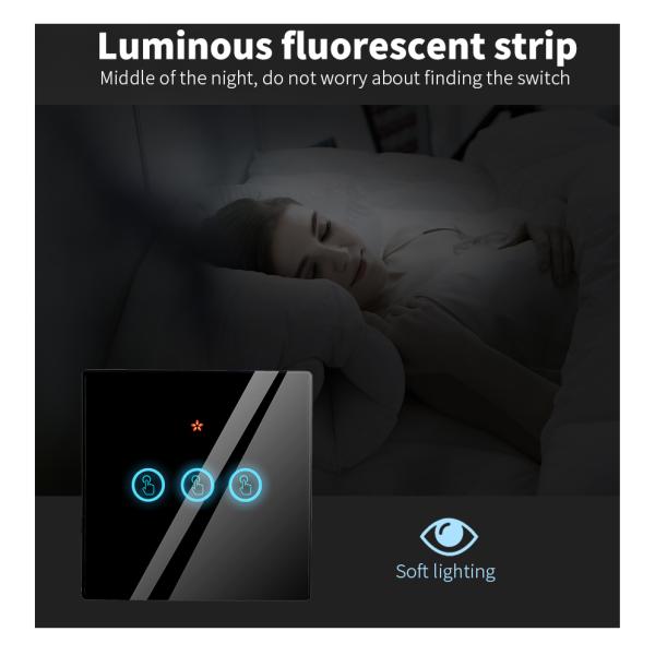 Wireless Touch Wall Switches Sets RF433 1gang Luxury Glass Panel Remote Control Switch