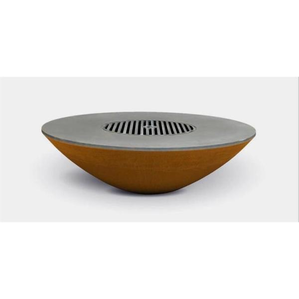 Garden Wood Burning Barbecue Rusty Corten Steel Fire Bowl With Grill Ring