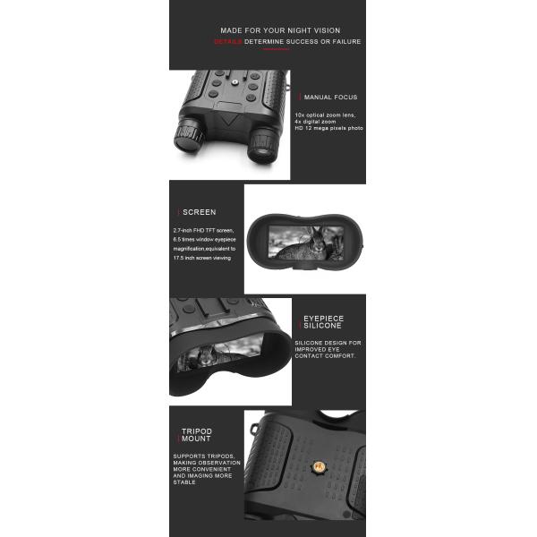 8X Digital Zoom Hands Free Tactical 1080P HD Digital Infrared Night Vision Binoculars